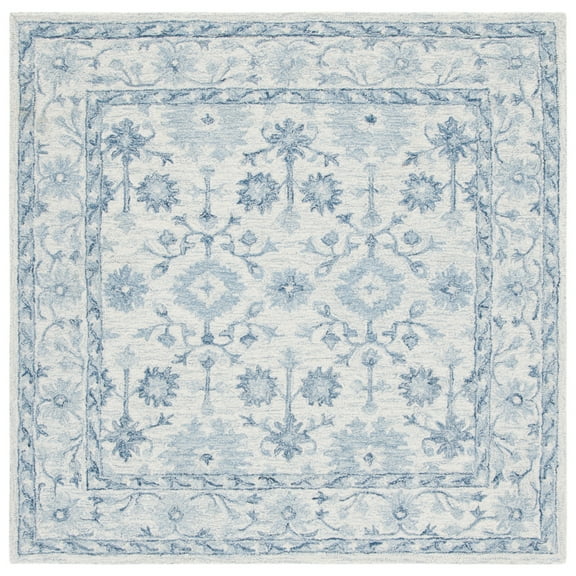 Safavieh Micro-Loop Leon Medallion Area Rug, Blue/Ivory, 5' x 5' Square