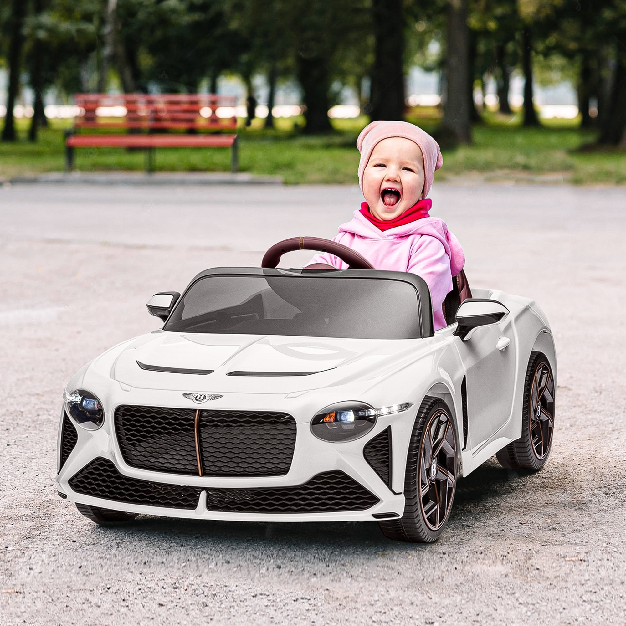CIPACHO 12V Kids Electric Ride On Toy Cars with Parents Control, Sound System, White CIPACHO 12V Kids Electric Ride On Toy Cars with Parents Control, Sound System, White