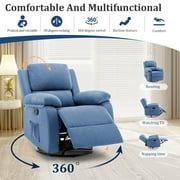 Korser Swivel Rocker Small Recliner Chair for Small Spaces for Living Room,Nursery,Blue