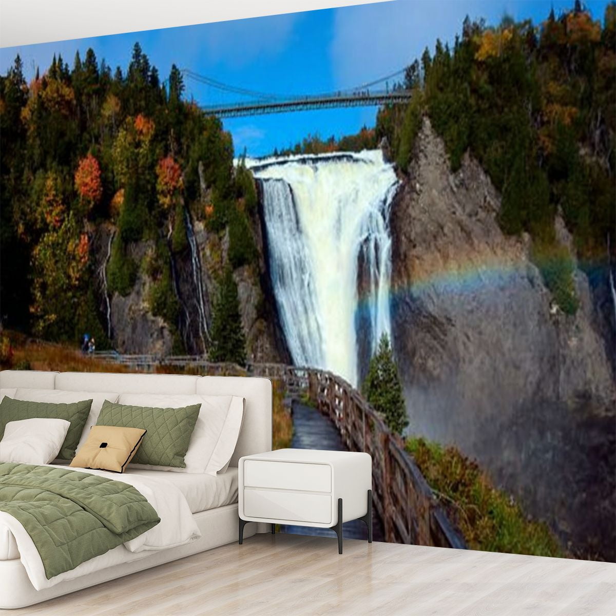 Peel and Stick Wallpaper Montmorency Falls Modern Art Wall Mural Decor Self Adhesive and Removable 69in x 98in