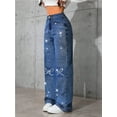 thumbnail image 3 of 2026 Y2K Retro Azul Jeans For Mujeres Otoño E Invierno Hot Diamond Butterfly Pantalones Rectos Sueltos, 3 of 7