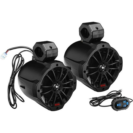4 Zone Audio Controller Amplifier - Boss Audio B62ABT Black 750W 2-Way Marine Grade Roll Cage Waketower Speaker Pods with Bluetooth Controller & Built In Amplifier