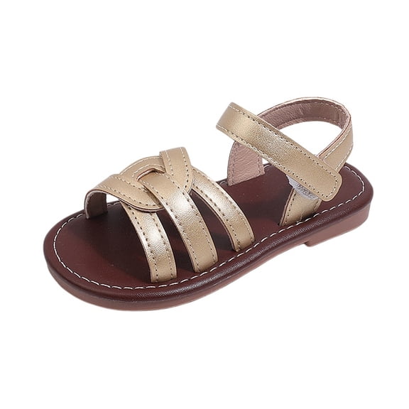 Ruyang Girls Strappy Open Toe Sandals Toddler Adjustable Ankle Strap Gladiator Non-Slip Dressy Flower Dress Flat Shoes
