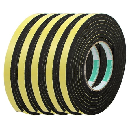 5Pcs 3Meter 12x5mm Single-side Adhesive Shockproof Sponge Foam Tape Yellow Black