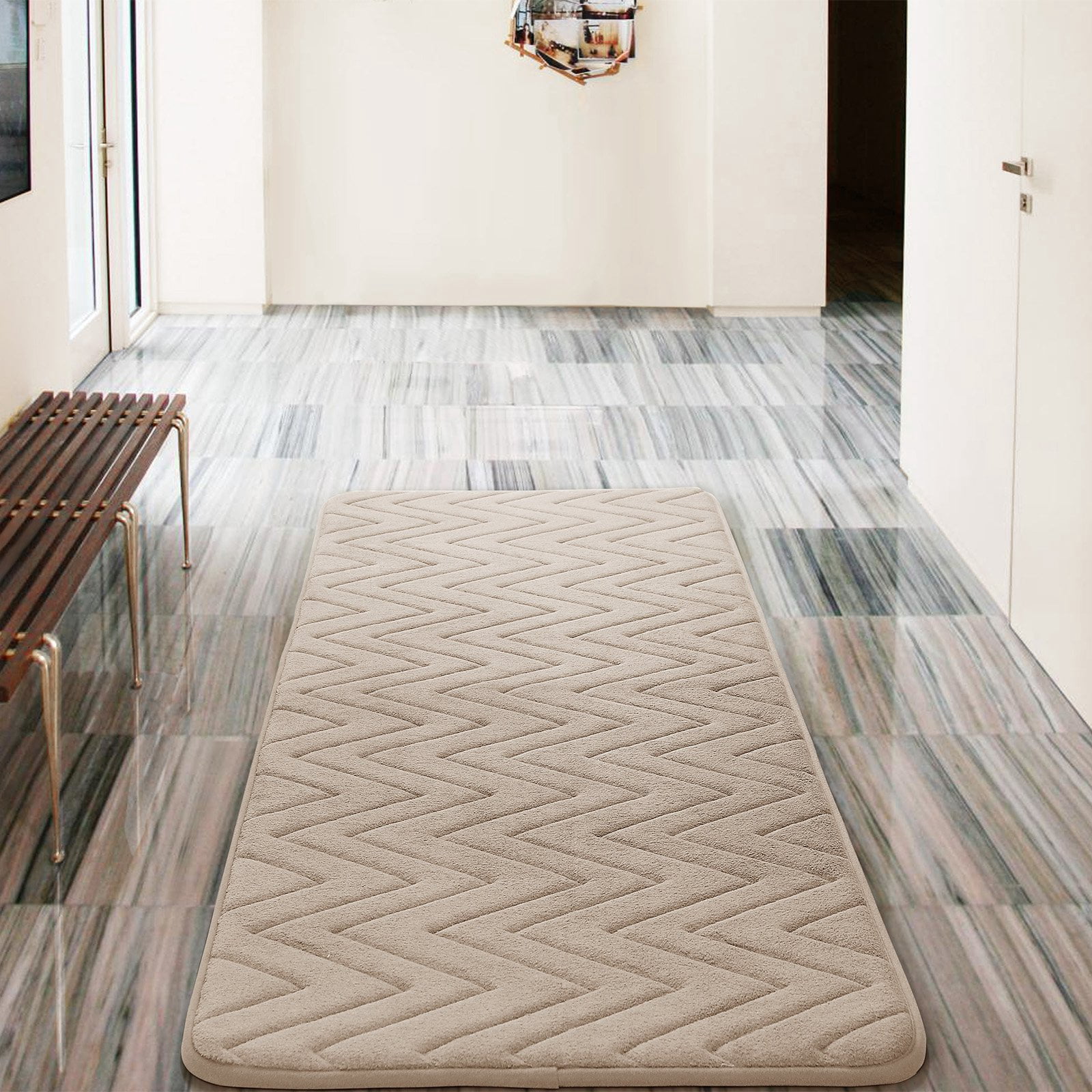 VCNY Home Chevron Memory Foam Bath Runner, 24 x 60, Taupe - Walmart.com - Walmart.com