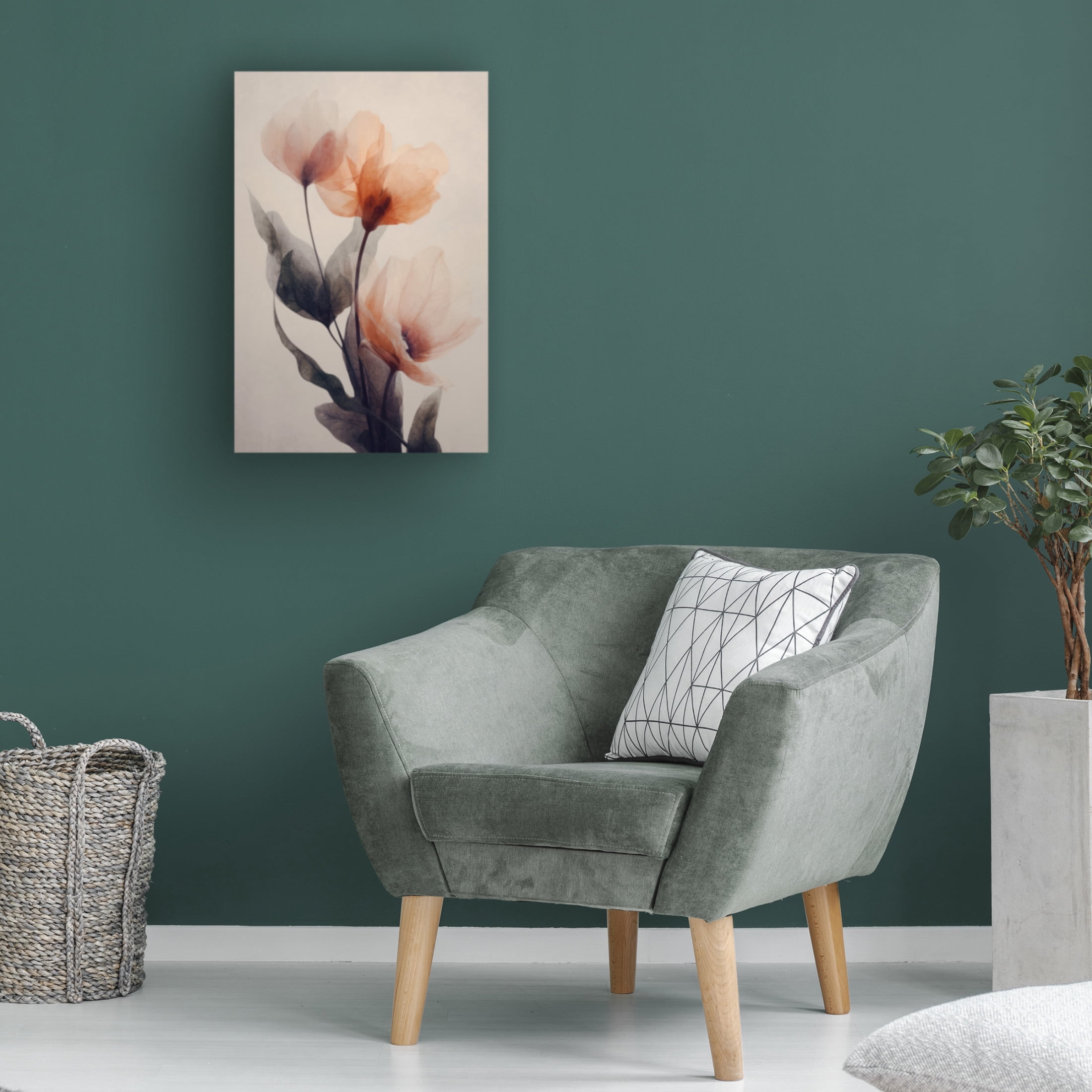 Canvas Wall Art - Treechild 'Parchmentflowersno8' Wall Art for Living Room, Bedroom, or Office Décor by Trademark Fine Art - 22 x 32 Inches