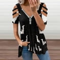 thumbnail image 2 of Black Bats Womens Summer V Neck Zipper Top Short Sleeve T Shirt Off Shoulder Top Casual Classy Loose Shirts, 2 of 7