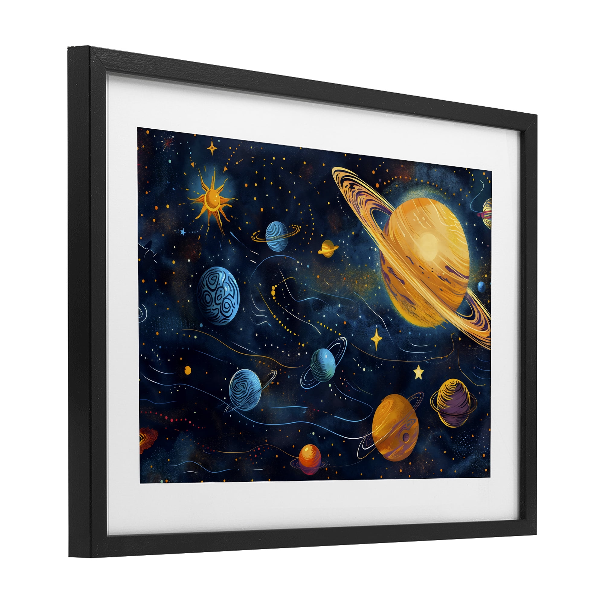 Stupell Industries Two Suns Galaxy Scene Black Framed Print Under Glass, design by Creative Studio
