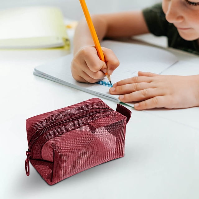 Bolsa de almacenaje pequeña transparente de malla para cosméticos, joyería, papelería y artículos de viaje, ligera, portátil, de doble capa, color verde.