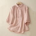 thumbnail image 2 of Wlynlyn Tops for Women Trendy 3/4 Sleeve Top V Neck Button down Blouses Casual Loose Summer Top, 2 of 5
