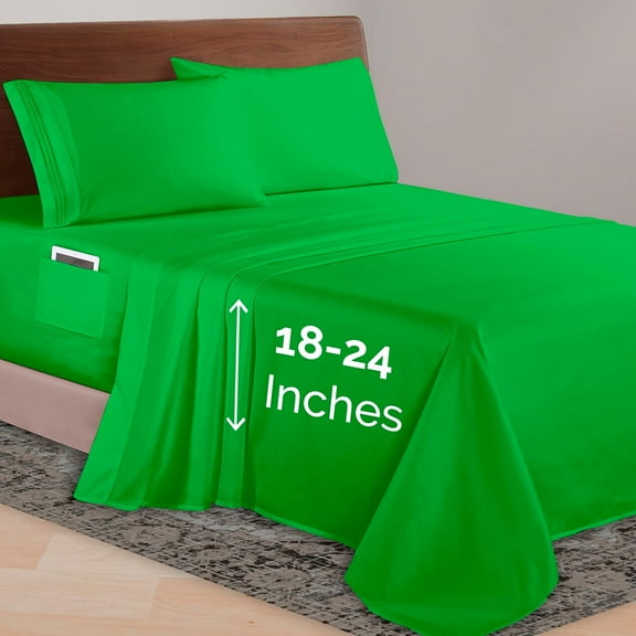 Elegant Comfort 1500 Series Bed Sheets All Around Elastic 18 - 24 Inches Deep Fitted Sheet - Extra Deep Pocket Sheets, California King, Emerald Green
