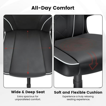 ACGAM - Slim Ergonomic Gaming Chair - Black