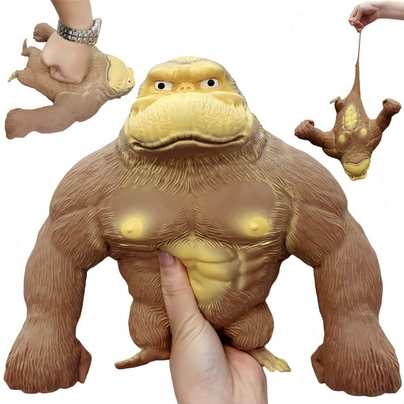 Juguete para apretar Mono blando Juguete Elástico Pegamento relleno de arena Gorila de goma Elástico Estirable Autismo Juguete de descompresión para adultos y niños Animal para regalo de Navidad (edic