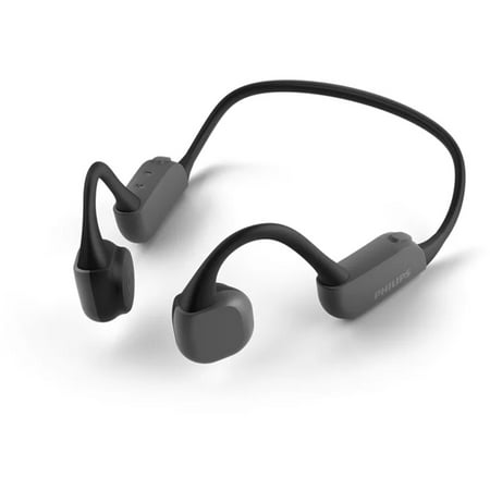 Philips A6606 Open-Ear Bone Conduction Bluetooth Headphones with Lightweight Neckband, Wireless, Waterproof, Black