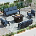 thumbnail image 3 of ASJMR 7 Seat Patio Conversation Set Aluminum Outdoor Sofa Furniture Set With Cushions & 45" Fire Pit Table,Navy, 3 of 10