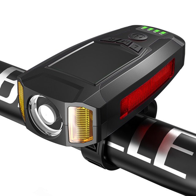 Bike Lights LEDs Cycling Headlight with 130dB Horn Speaker USB Rechargeable 5 Light Modes for Outdoor Riding Cycling