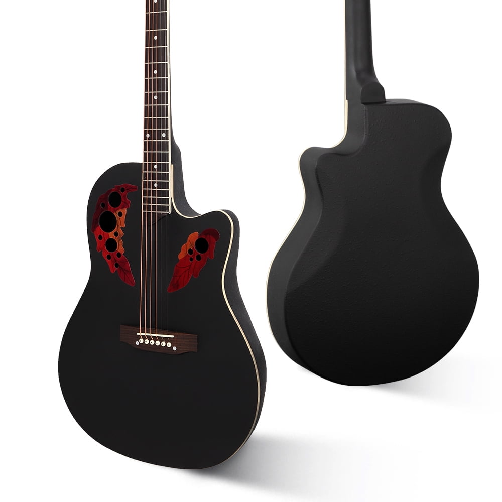 Lowestbest 41 Inch Cutawary Round Back Acoustic Guitar Spruce Top Grape Hole - Black Lowestbest 41 Inch Cutawary Round Back Acoustic Guitar Spruce Top Grape Hole - Black