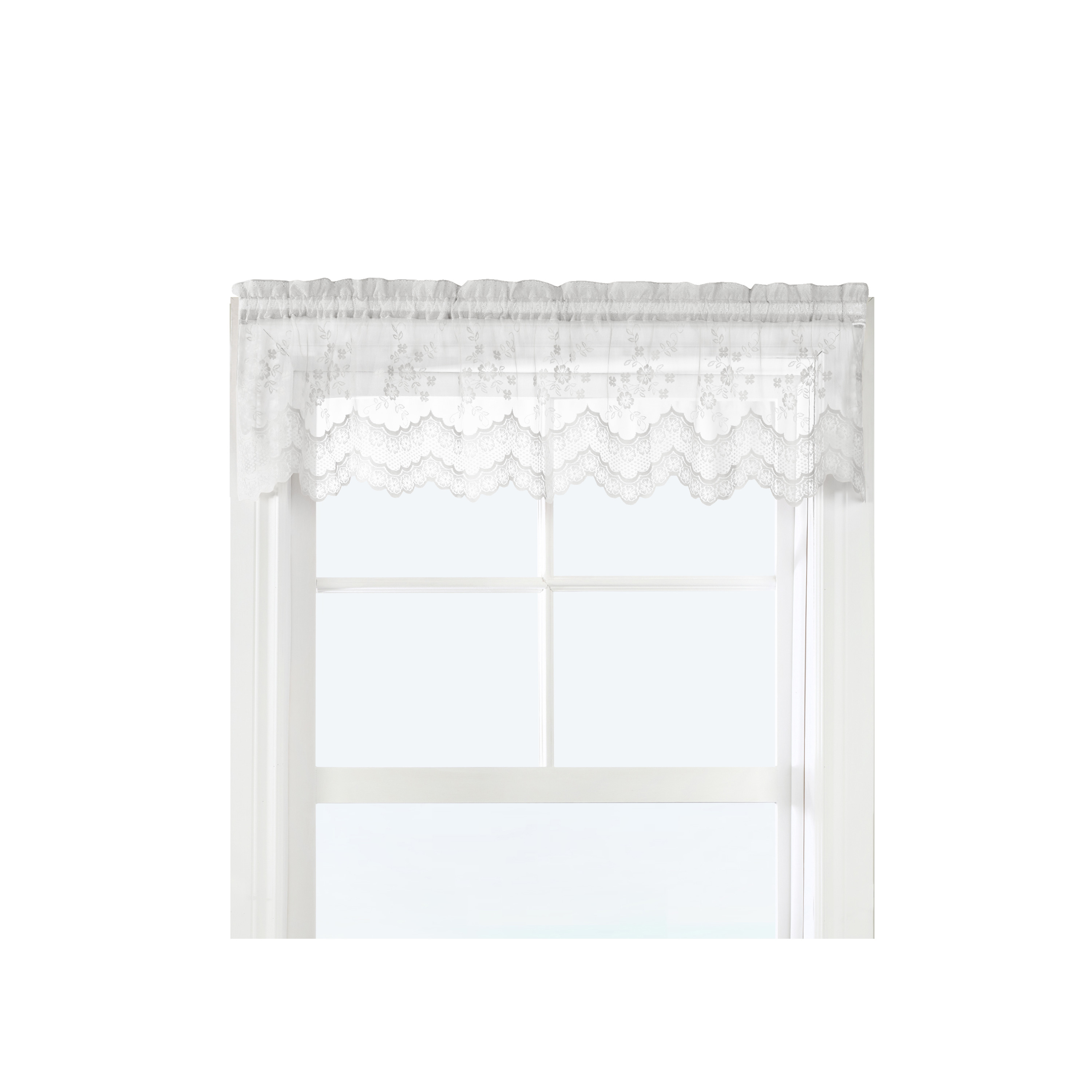 Melody Jacquard Lace Window Curtain Valance 56" x 15" in White