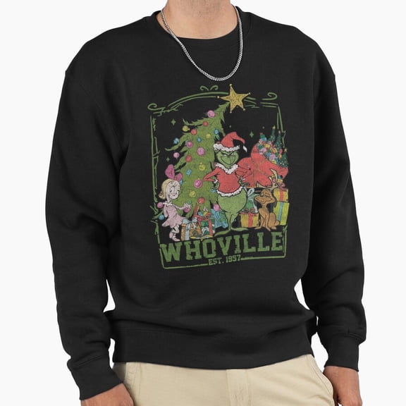 Whoville Vintage Christmas Grouch Christmas Unisex Sweatshirt Retro Holiday Graphic Aesthetic Style G7612, Up to Size 5XL