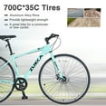 thumbnail image 3 of 700C Road Bike with Disc Brakes, 7 Speed Hybrid Bike, Bicycle for Adult Women Men, City Bike Suit for Rider 5'3"-5'8", Green, 3 of 6