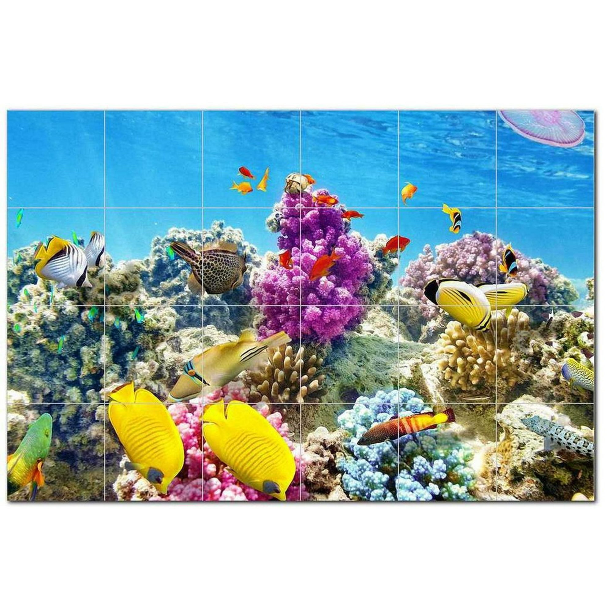 Coral Fish Underwater Ceramic Tile Mural Kitchen Backsplash Bathroom Shower, 403 Coral Fish Underwater Ceramic Tile Mural Kitchen Backsplash Bathroom Shower, 403