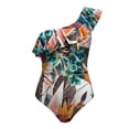 thumbnail image 5 of DHFJKG Women One Piece Swimsuit Elegant Ruffle One Shoulder High Cut Sexy Bathing Suit Versatile Beachwear, 5 of 5