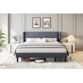 thumbnail image 1 of Platform Bed Frame with Upholstered Wingback Headboard, Heavy-Duty Frame Support, Noise-Free, Easy Assembly, No Box Spring Needed, 1 of 8