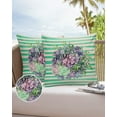 thumbnail image 6 of Pack of 2 Outdoor Pillow Covers, Spring Green Striped Plants Folral Watercolor Succulents Waterproof Square Throw Pillowcase Cushion Decorative Pillow Covers for Couch Patio Tent, 20x20 in, 6 of 6