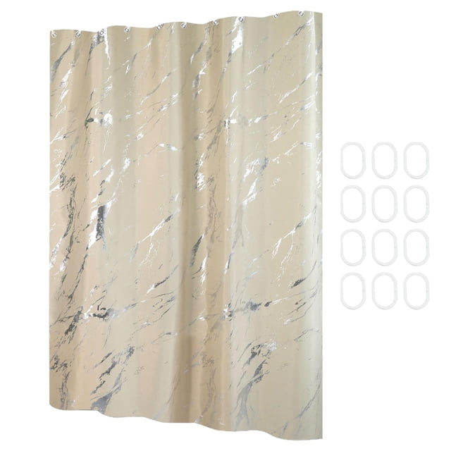 Cortina de ducha con 12 ganchos, 180 x 180 cm, para baño de hotel Beige