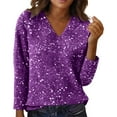 thumbnail image 6 of Women'S Sequin Shirts 2026 Shinny V Neck Print Shirt Fashion Sparkly Loose Fit Tops Glitter Top Trendy Dressy Clothes,Sequin Tops for Women Sparkly Shirts Holiday Party Long Sleeve Top Outfits, 6 of 9