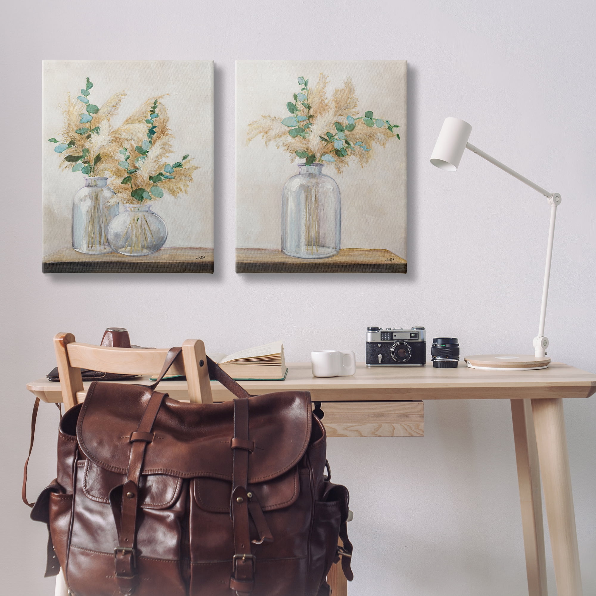 Stupell Industries Pampas Eucalyptus Bouquet Plants & Flowers Painting Wrapped Canvas Art Print Wall Art, 24 x 30, Set of 2