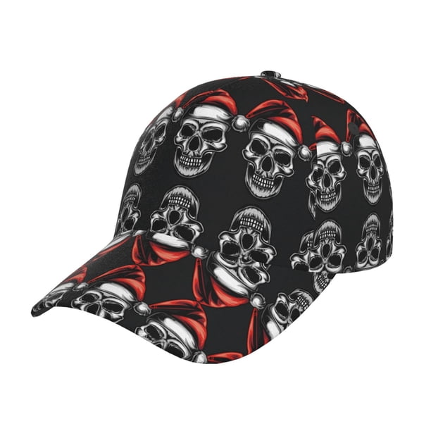 Fotbe Skull santa hat Gorro Clásico de Béisbol, Gorra Ajustable con Broche Snapback, Gorro de Exterior de Algodón Suave
