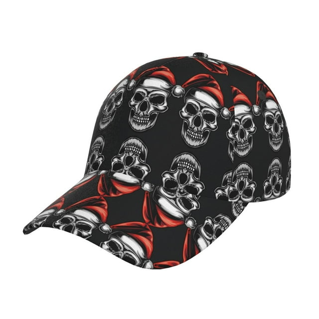 Fotbe Skull santa hat Gorro Clásico de Béisbol, Gorra Ajustable con Broche Snapback, Gorro de Exterior de Algodón Suave