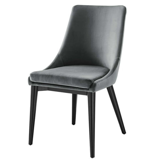 Side Dining Chair, Grey Gray, Velvet, Modern Contemporary, Kitchen Room Cafe Bistro Restaurant Hospitality