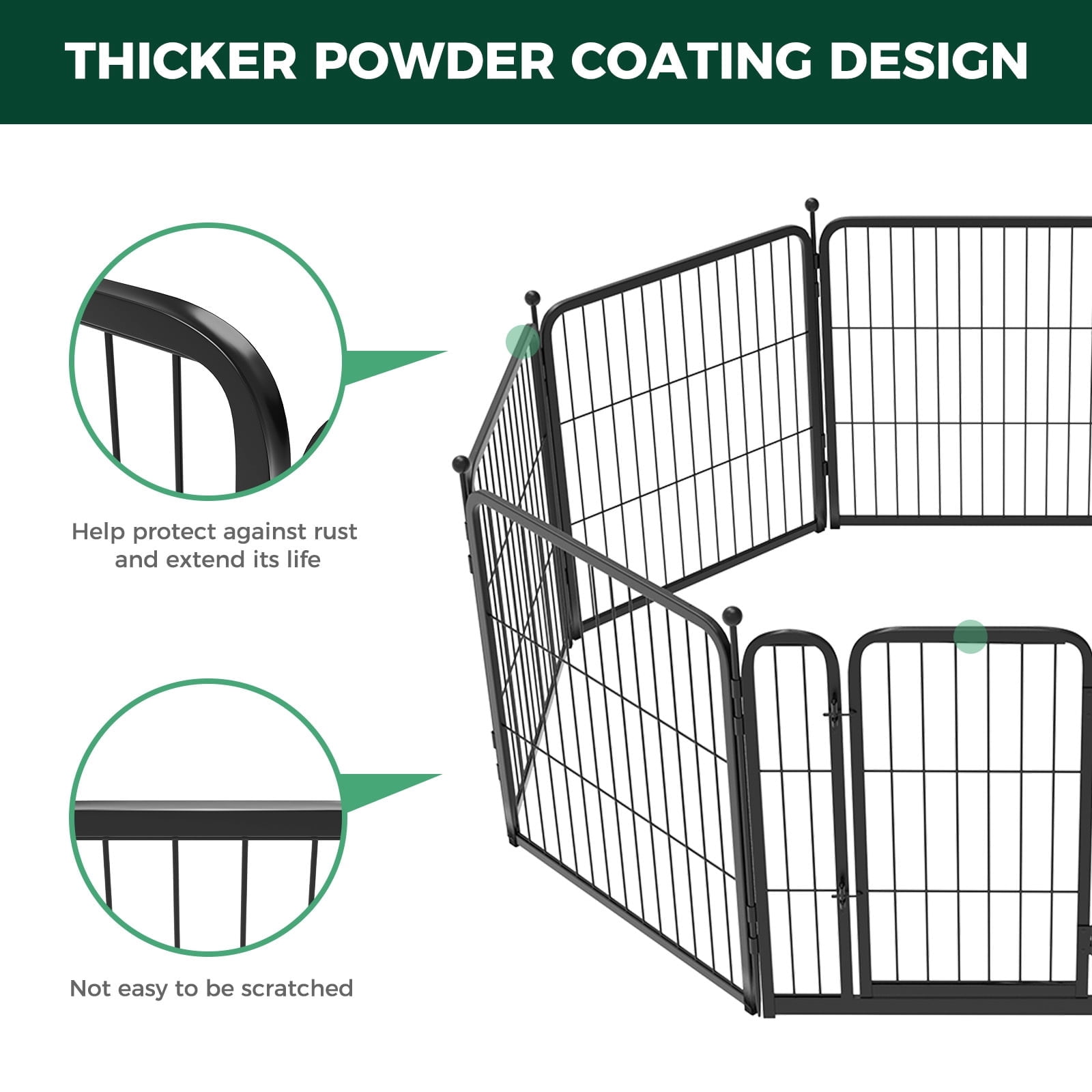 FXW Aster Dog Playpen Designed for Courtyard, RV Camping, 24" 16 Panels for Small Dogs, Black