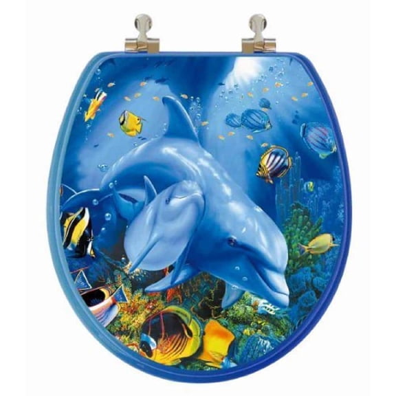3D Ocean Series Round Toilet Seat in Blue