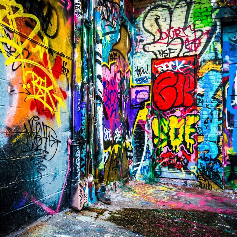 HelloDecor Polyester Fabric 5x7ft Colorful Graffiti Photography ...