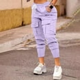 thumbnail image 7 of Lenpel Cargo Pants for Women Elastic High Waisted Drawstring Tapered Travel Hiking Pants Casual Athletic Joggers with Pockets, 7 of 7