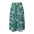 thumbnail image 6 of vigerkar Womens Summer Casual Dress Floral Printed High Waist A Line Ruffle Swing Midi Skirt with Pockets Mint Green, L, 6 of 6