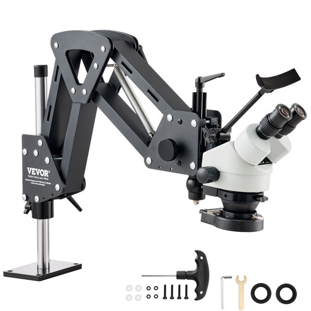 VEVOR Microscope Multidirectionnel avec Support à Ressort Anneau Lumineux 7X-45X Bijoux