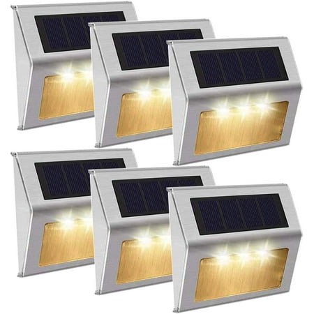 

[Warm White]Solar Lights Outdoor With Aluminum Alloy Shell Waterproof Decorative Lights Applicable to Fence Garden Stairs Pathway Patio Porch Yard Front Door Landscape-6PCS