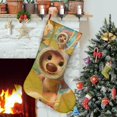 thumbnail image 1 of Pookoo Tema: Calcetines de Navidad, fino lino blanco para colgar en escaleras y chimenea, decoración navideña para el hogar, regalo de Navidad. 45cm × 32cm, 1 of 5
