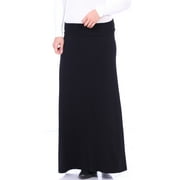 Womens Maxi-Skirt Fold Over Convertible Length Control, Black - Made in USA