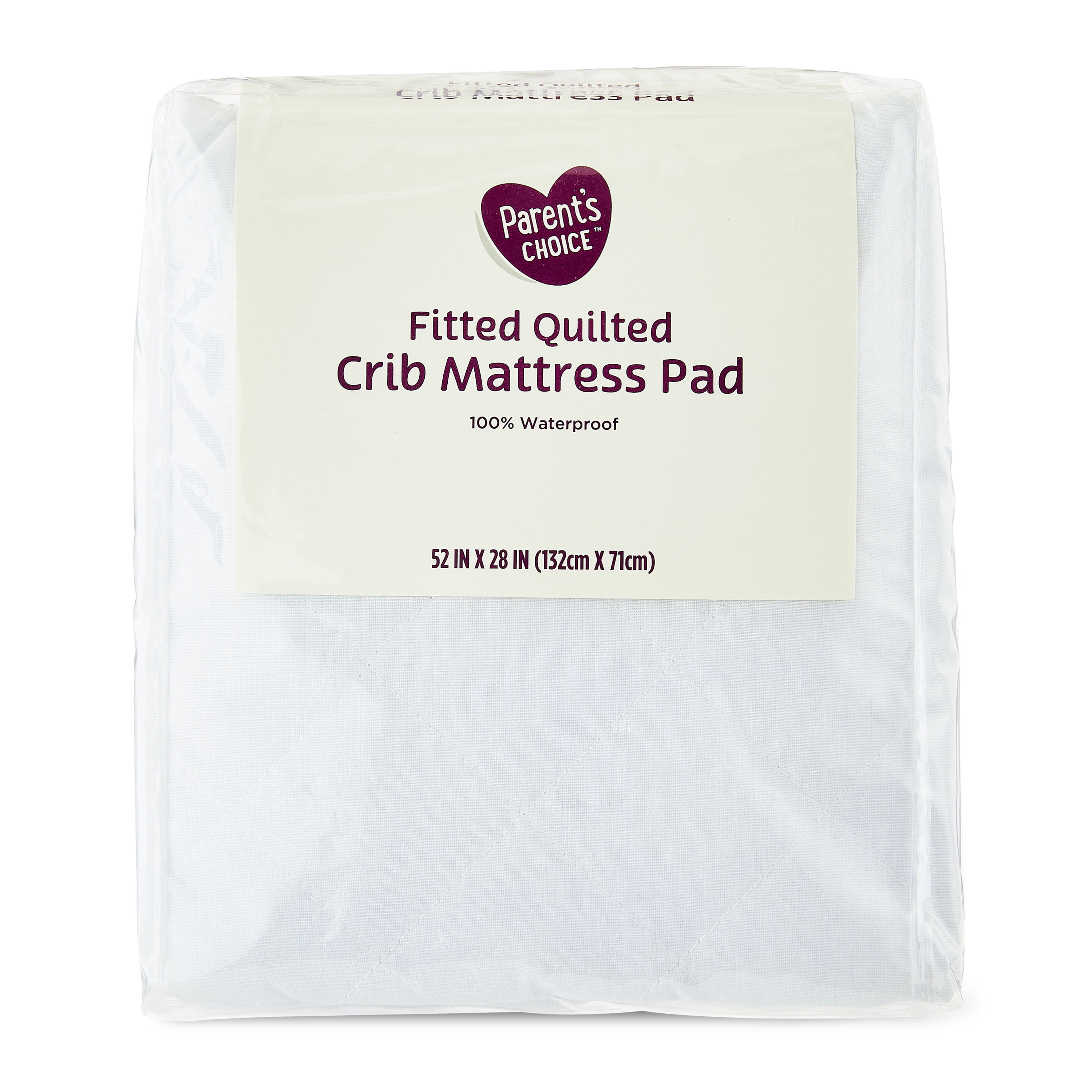 Parent's Choice Fitted Quilted Crib Mattress Pad, One Size, Solid White