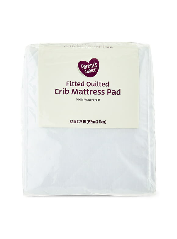 Parent's Choice Fitted Quilted Crib Mattress Pad, One Size, Solid White