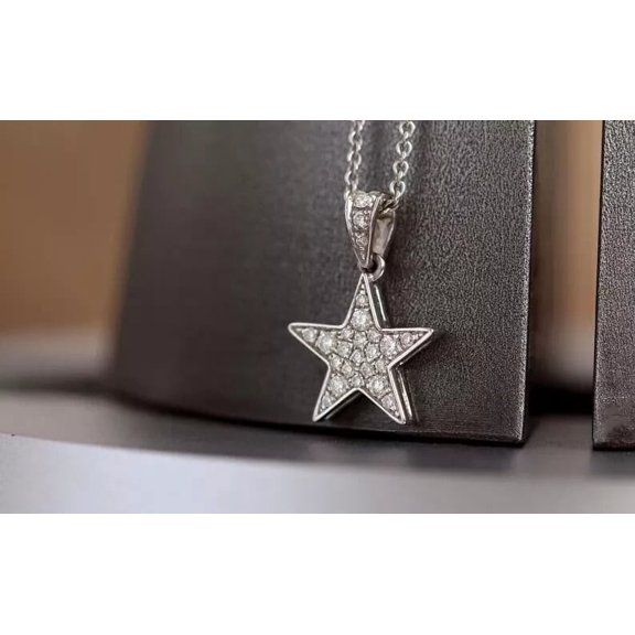 1.50 CT Round Lab Created Diamond Star Pendant Necklace 14K White Gold Plated