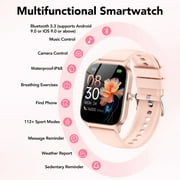 Smart Watch Fits for Android and IPhone, 1.85 inch Fitness Tracker, Men Womens Smartwatch with Answer/Make Calls/112+ Sports Modes/Message Reminder, IP68 Waterproof, for Gift Pink