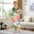 thumbnail image 4 of Flamingo Leaves Lemons Adult Onesie Pajamas Slim Fit Christmas One Piece Suit Pjs for Women and Men Hooded Zipper, 4 of 7