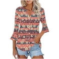 thumbnail image 4 of Kezqiaxn Blouses for Women Dressy Casual 3/4 Sleeve V-Neck Loose Butoon Up Shirts Summer Women's Tops Fashion Clothing, 4 of 5