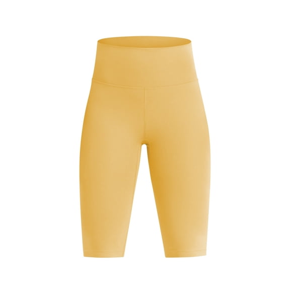 TGPMGRZ High Waist Biker Shorts for Women 8 Inch Inseam Tummy Control Compression Running Athletic Workout Yoga Shorts, Yellow Size L